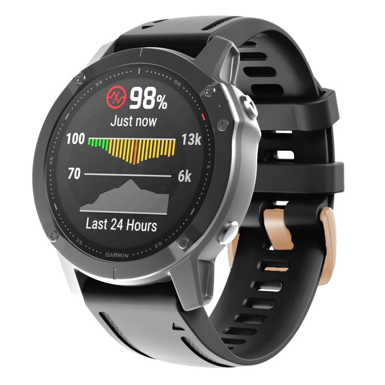 20mm 玫瑰金鋼扣硅膠錶帶, For Garmin Fenix 7S / 6S Pro / 5S Plus