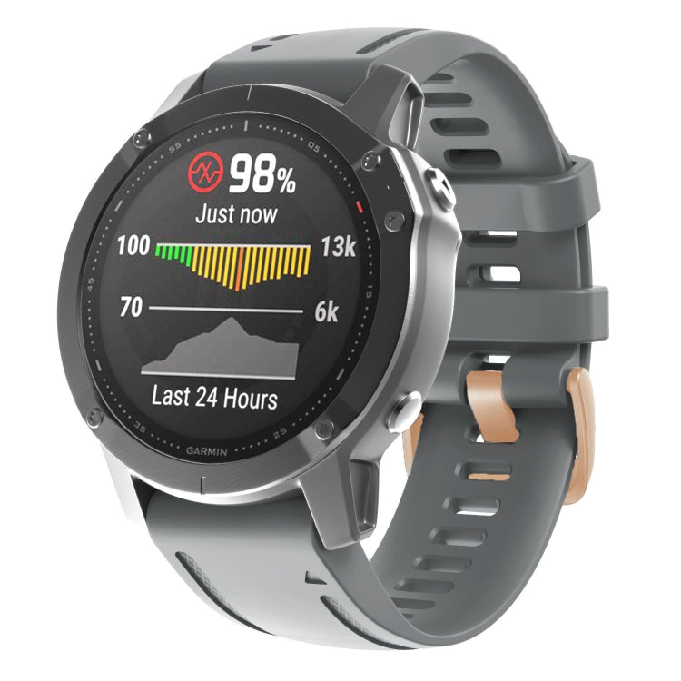 20mm 玫瑰金鋼扣硅膠錶帶, For Garmin Fenix 7S / 6S Pro / 5S Plus