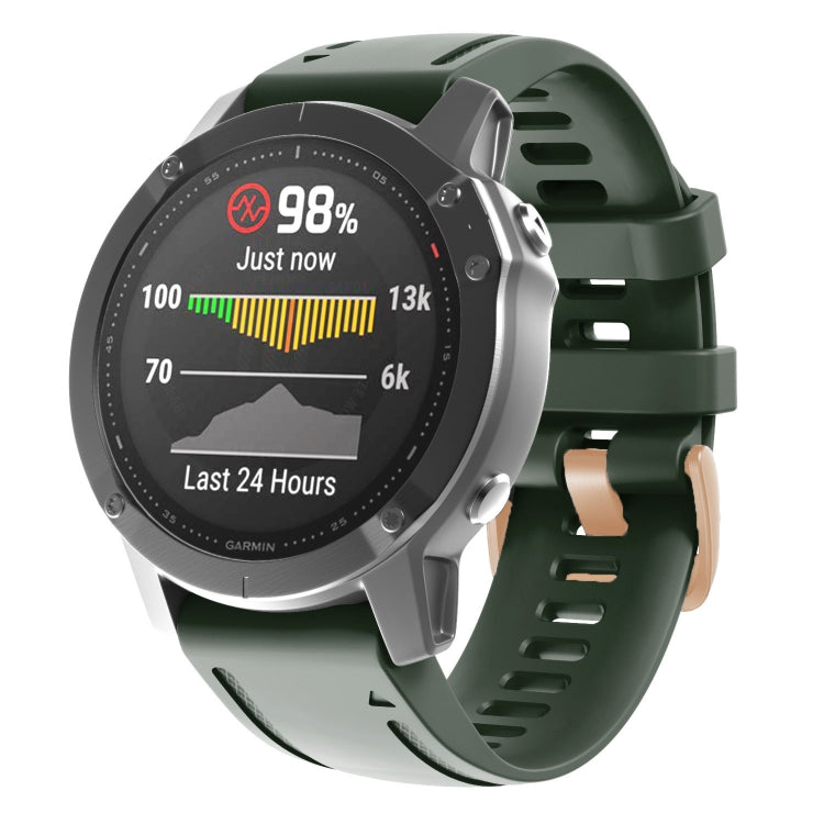 20mm 玫瑰金鋼扣硅膠錶帶, For Garmin Fenix 7S / 6S Pro / 5S Plus