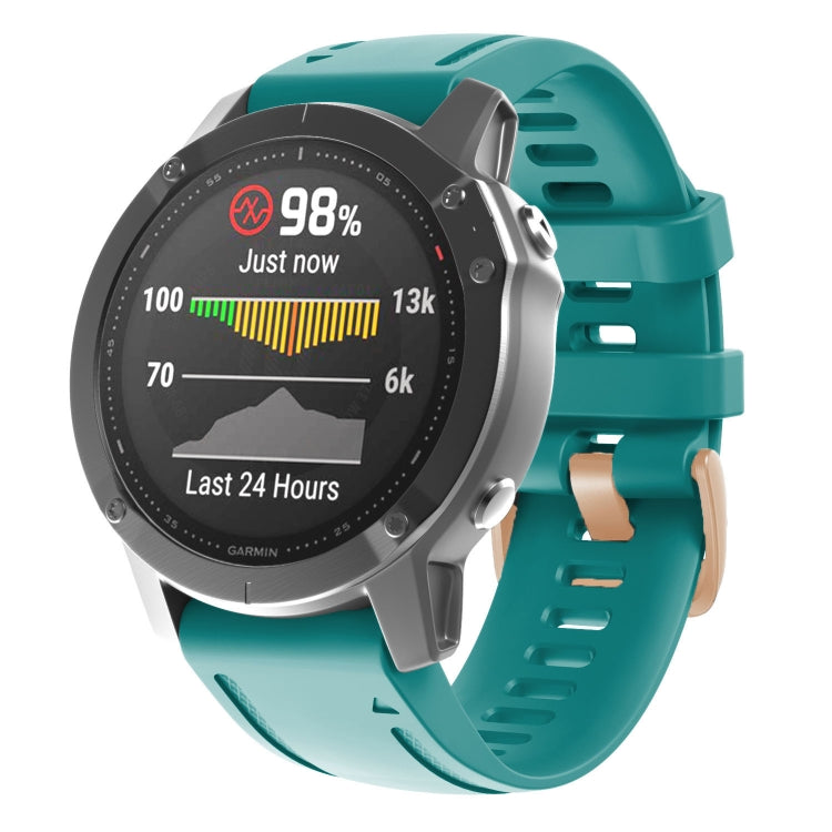 20mm 玫瑰金鋼扣硅膠錶帶, For Garmin Fenix 7S / 6S Pro / 5S Plus