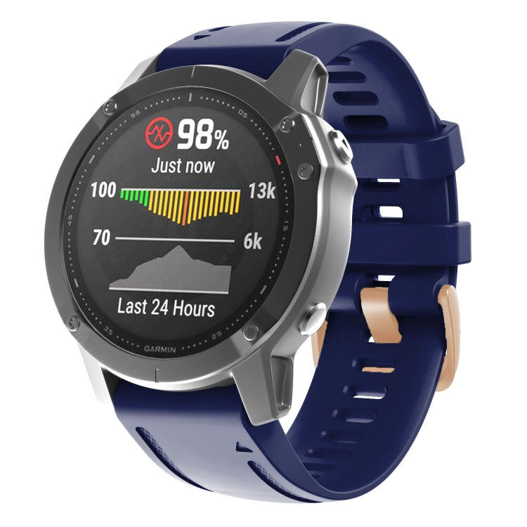 20mm 玫瑰金鋼扣硅膠錶帶, For Garmin Fenix 7S / 6S Pro / 5S Plus