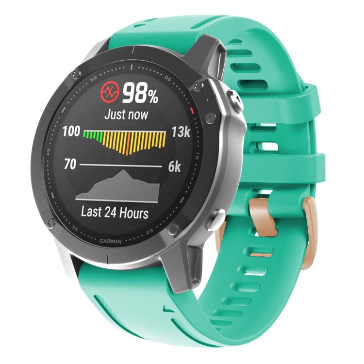 20mm 玫瑰金鋼扣硅膠錶帶, For Garmin Fenix 7S / 6S Pro / 5S Plus