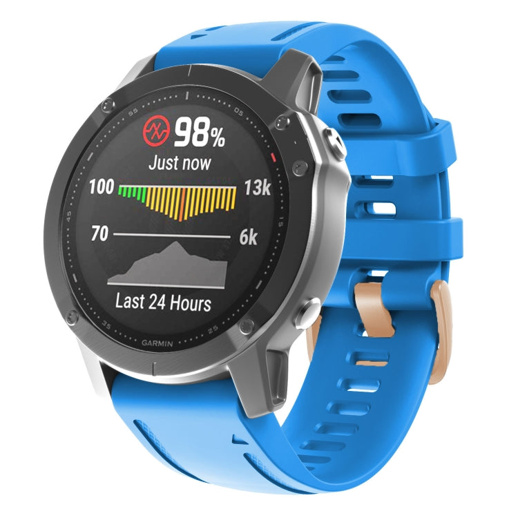 20mm 玫瑰金鋼扣硅膠錶帶, For Garmin Fenix 7S / 6S Pro / 5S Plus