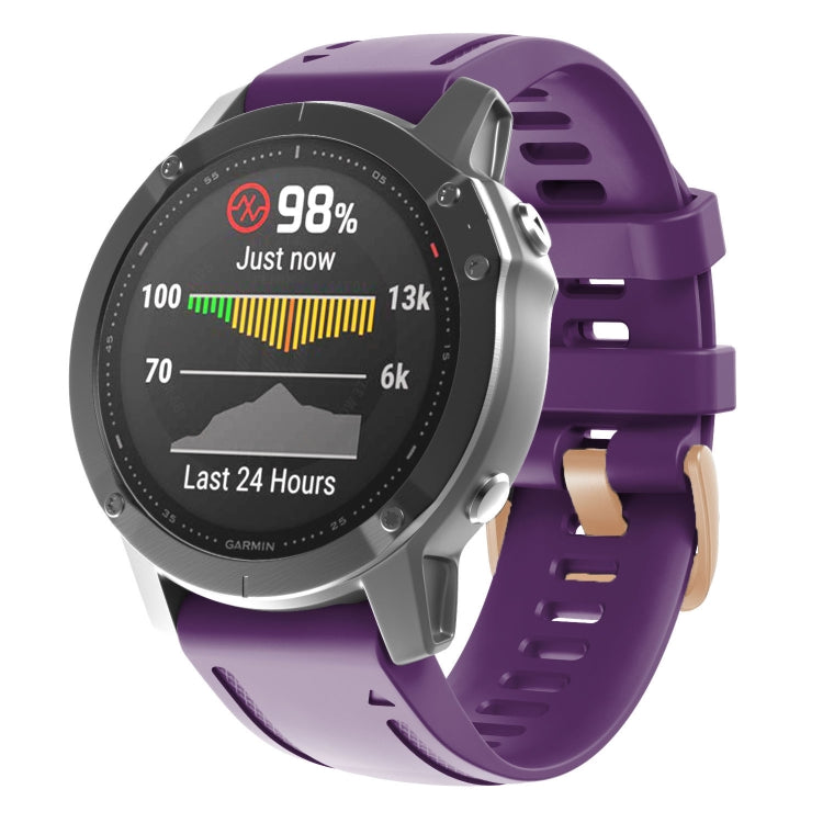 20mm 玫瑰金鋼扣硅膠錶帶, For Garmin Fenix 7S / 6S Pro / 5S Plus