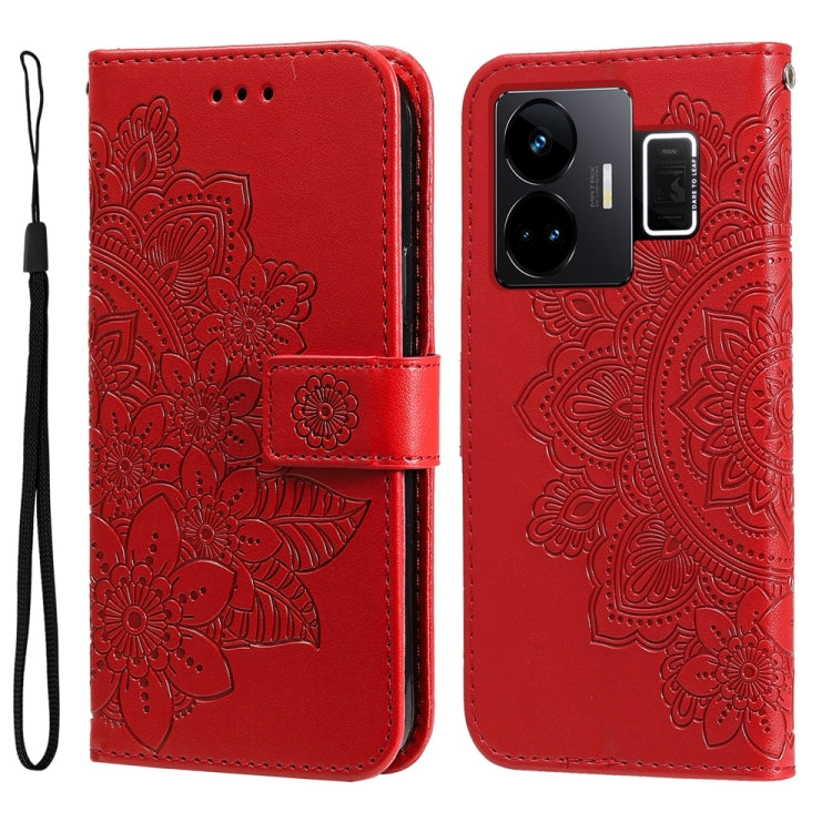 壓紋七瓣花手機皮套, For Realme C67 / 11 5G Taiwan Version, For Realme 11 4G Global, For Realme C53 / Narzo N53, For Realme 11, For Realme 11 Pro / 11 Pro+, For Realme C65 4G, For Realme GT Neo 5 5G / GT3, For Realme C55