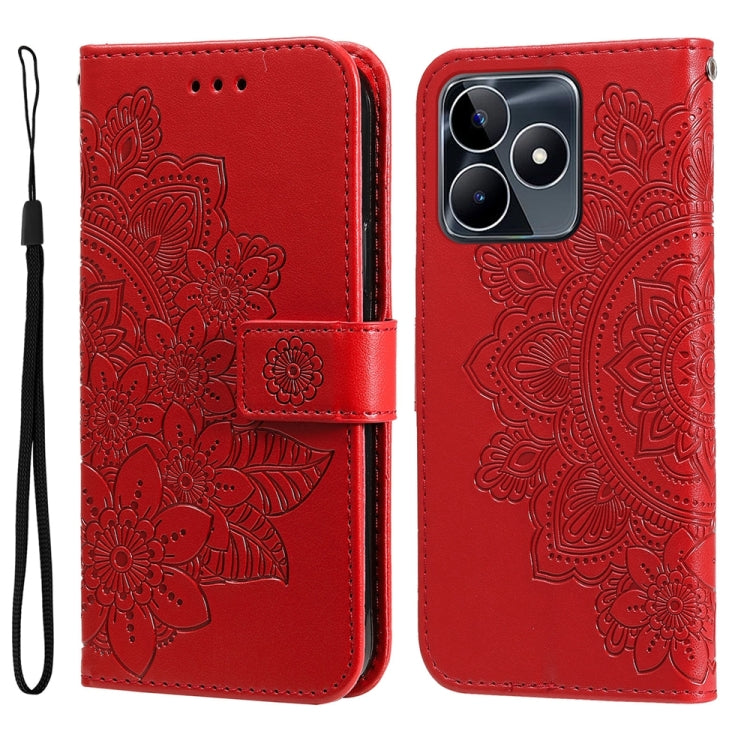 壓紋七瓣花手機皮套, For Realme C67 / 11 5G Taiwan Version, For Realme 11 4G Global, For Realme C53 / Narzo N53, For Realme 11, For Realme 11 Pro / 11 Pro+, For Realme C65 4G, For Realme GT Neo 5 5G / GT3, For Realme C55