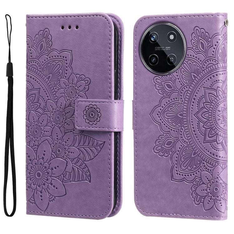 壓紋七瓣花手機皮套, For Realme C67 / 11 5G Taiwan Version, For Realme 11 4G Global, For Realme C53 / Narzo N53, For Realme 11, For Realme 11 Pro / 11 Pro+, For Realme C65 4G, For Realme GT Neo 5 5G / GT3, For Realme C55