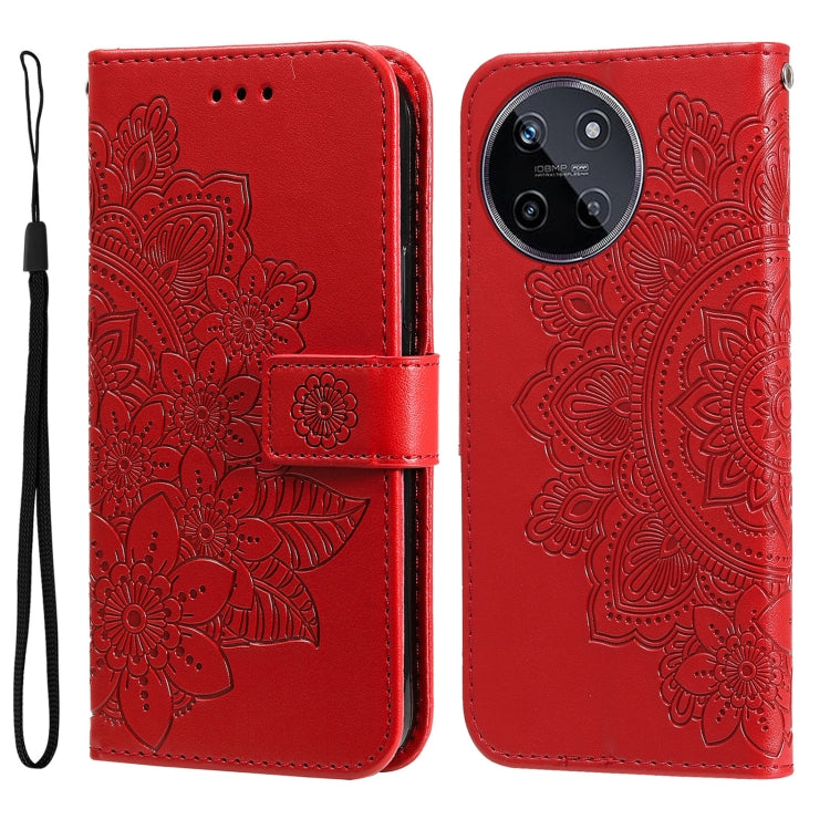 壓紋七瓣花手機皮套, For Realme C67 / 11 5G Taiwan Version, For Realme 11 4G Global, For Realme C53 / Narzo N53, For Realme 11, For Realme 11 Pro / 11 Pro+, For Realme C65 4G, For Realme GT Neo 5 5G / GT3, For Realme C55