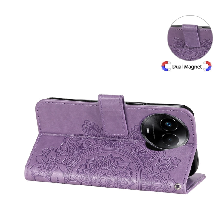 壓紋七瓣花手機皮套, For Realme C67 / 11 5G Taiwan Version, For Realme 11 4G Global, For Realme C53 / Narzo N53, For Realme 11, For Realme 11 Pro / 11 Pro+, For Realme C65 4G, For Realme GT Neo 5 5G / GT3, For Realme C55