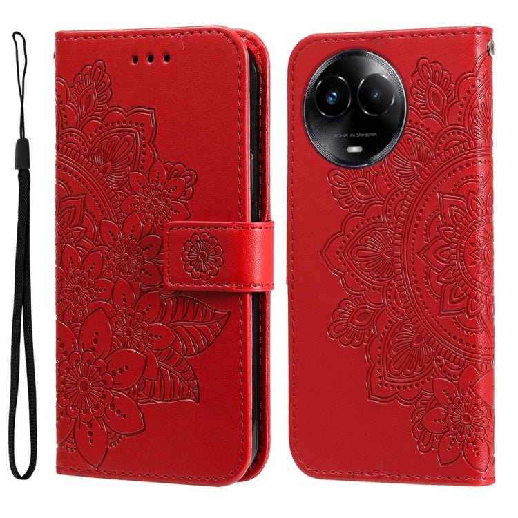 壓紋七瓣花手機皮套, For Realme C67 / 11 5G Taiwan Version, For Realme 11 4G Global, For Realme C53 / Narzo N53, For Realme 11, For Realme 11 Pro / 11 Pro+, For Realme C65 4G, For Realme GT Neo 5 5G / GT3, For Realme C55