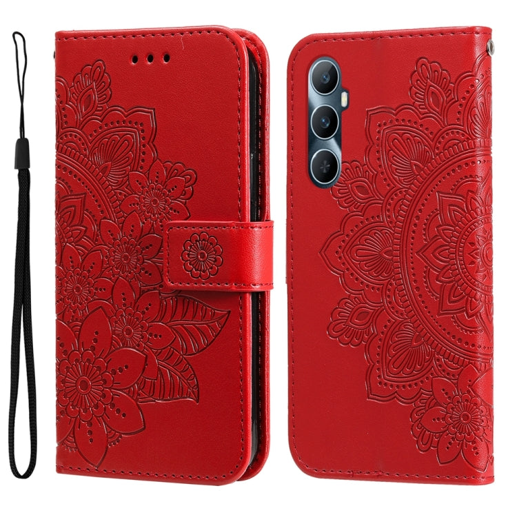 壓紋七瓣花手機皮套, For Realme C67 / 11 5G Taiwan Version, For Realme 11 4G Global, For Realme C53 / Narzo N53, For Realme 11, For Realme 11 Pro / 11 Pro+, For Realme C65 4G, For Realme GT Neo 5 5G / GT3, For Realme C55