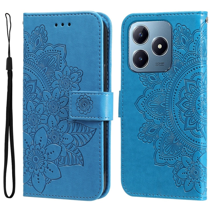 壓紋七瓣花手機皮套, For Realme GT 7 Pro, For Realme 13+, For Realme 13 Pro / 13 Pro+ / P1 Pro Global, For Realme GT 6 / GT Neo6 SE, For Realme C63 / C61  / Note 60, For Realme 12 5G, For Realme 12+, For Realme 12 Pro+, For Realme C67 4G Global