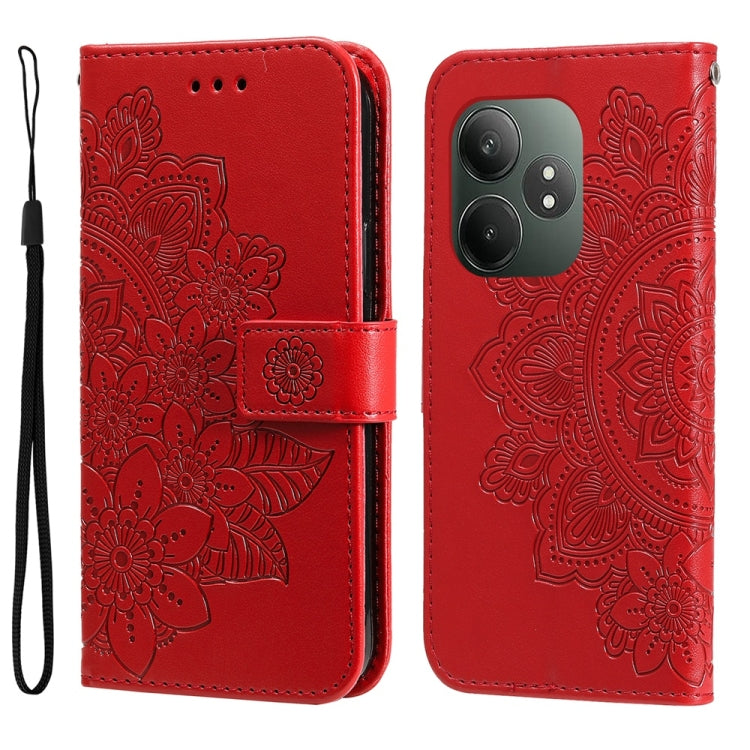 壓紋七瓣花手機皮套, For Realme GT 7 Pro, For Realme 13+, For Realme 13 Pro / 13 Pro+ / P1 Pro Global, For Realme GT 6 / GT Neo6 SE, For Realme C63 / C61  / Note 60, For Realme 12 5G, For Realme 12+, For Realme 12 Pro+, For Realme C67 4G Global