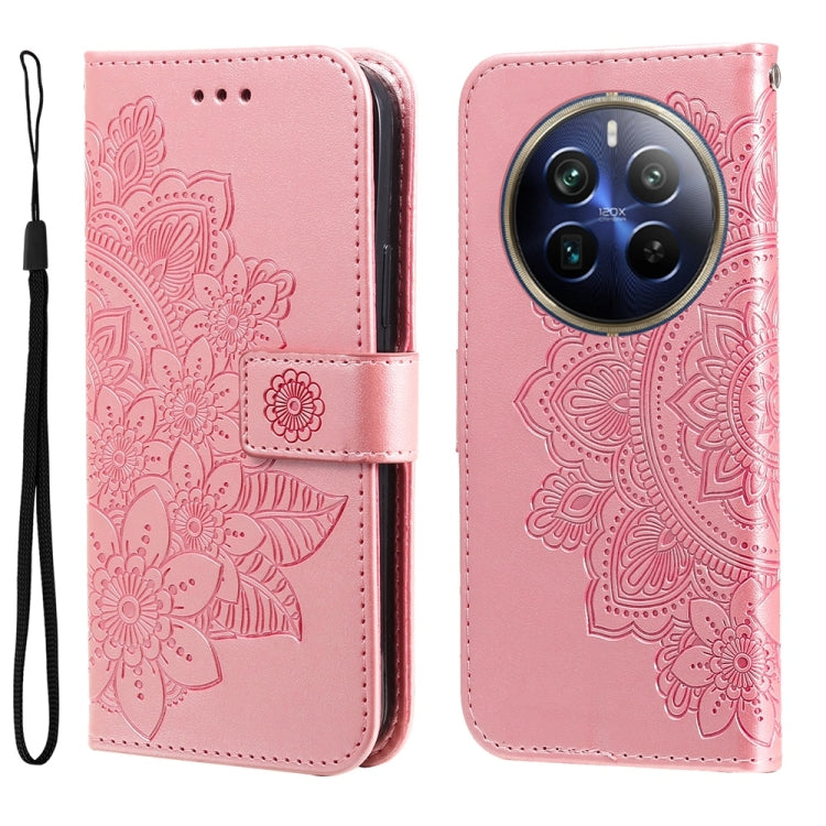 壓紋七瓣花手機皮套, For Realme GT 7 Pro, For Realme 13+, For Realme 13 Pro / 13 Pro+ / P1 Pro Global, For Realme GT 6 / GT Neo6 SE, For Realme C63 / C61  / Note 60, For Realme 12 5G, For Realme 12+, For Realme 12 Pro+, For Realme C67 4G Global