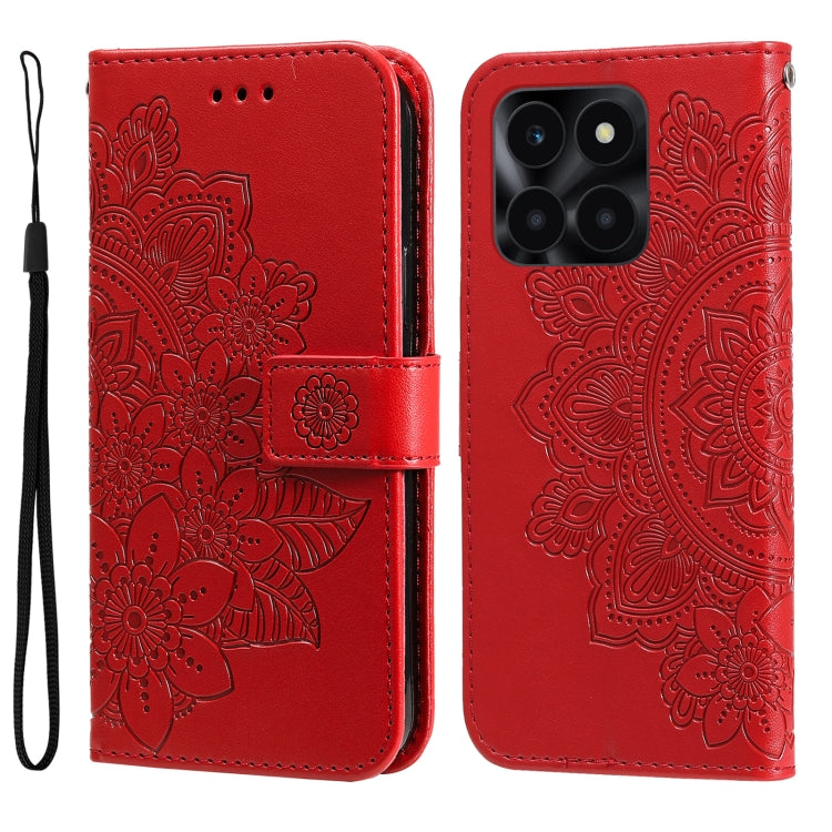 壓紋七瓣花手機皮套, For Honor 100 Pro, For Honor 100, For Honor X50i+, For Honor Play 50 Plus, For Honor X6a, For Honor X50, For Honor X50i 5G