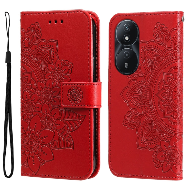 壓紋七瓣花手機皮套, For Honor 100 Pro, For Honor 100, For Honor X50i+, For Honor Play 50 Plus, For Honor X6a, For Honor X50, For Honor X50i 5G