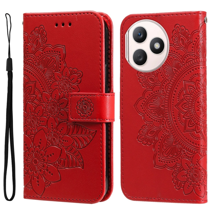 壓紋七瓣花手機皮套, For Honor 100 Pro, For Honor 100, For Honor X50i+, For Honor Play 50 Plus, For Honor X6a, For Honor X50, For Honor X50i 5G