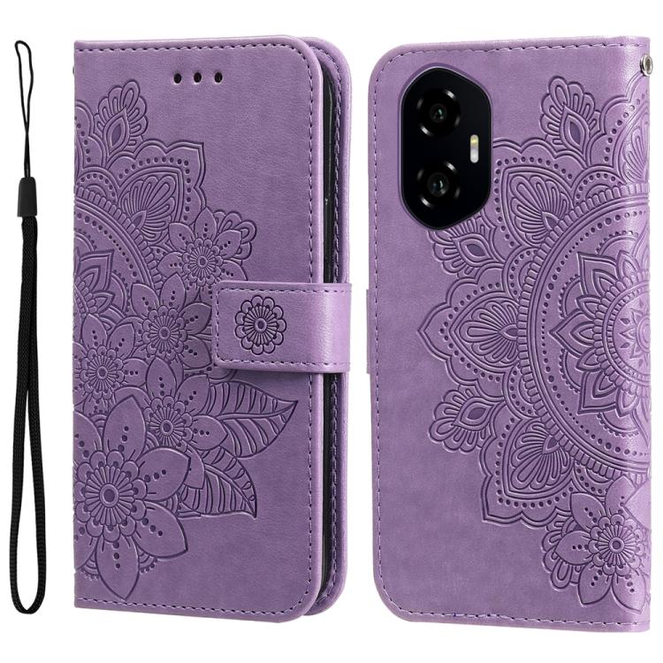 壓紋七瓣花手機皮套, For Honor Play 60, For Honor 400 Lite Global, For Honor 400 Global 156.5mm, For Honor X8c 4G, For Honor X9c / Magic7 Lite, For Honor 300 Ultra, For Honor 300 Pro, For Honor 300, For Honor Magic7 Pro