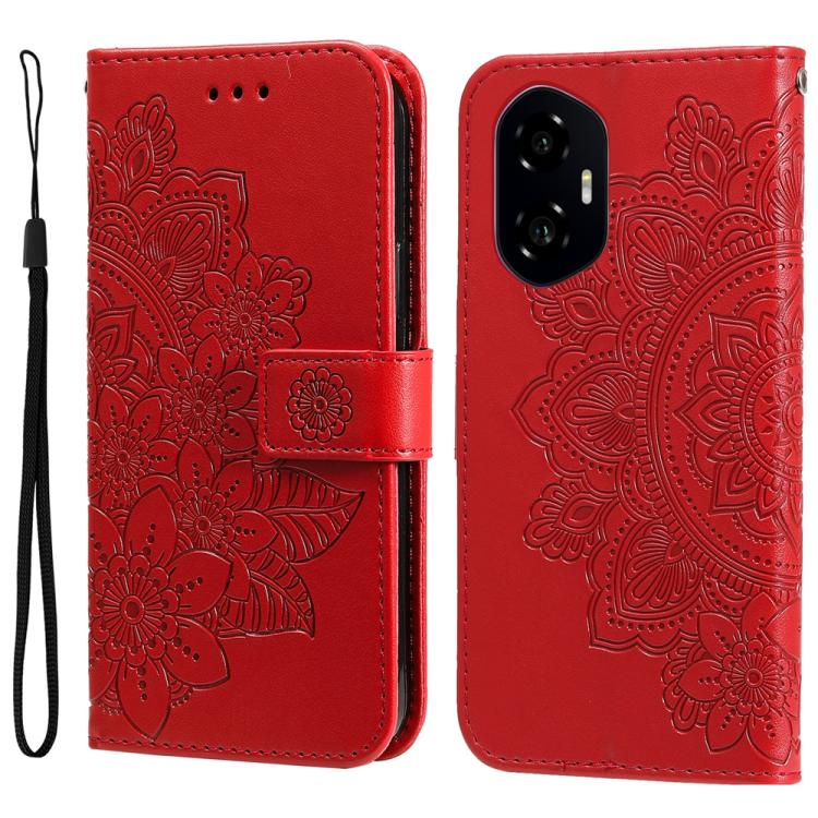 壓紋七瓣花手機皮套, For Honor Play 60, For Honor 400 Lite Global, For Honor 400 Global 156.5mm, For Honor X8c 4G, For Honor X9c / Magic7 Lite, For Honor 300 Ultra, For Honor 300 Pro, For Honor 300, For Honor Magic7 Pro