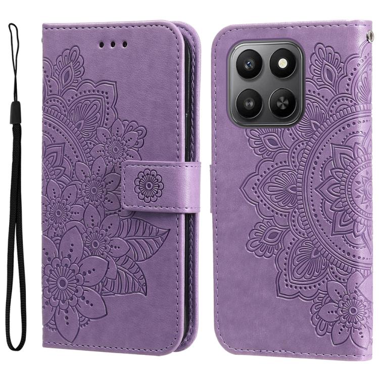 壓紋七瓣花手機皮套, For Honor 500 / 500 Pro Global 155.8mm, For Honor Magic8 Pro, For Honor Magic8, For Honor 400 Smart 5G / X7d 4G / Play 10T 5G, For Honor Play10 4G, For Honor Play 70 Plus, For Honor X5c Plus, For Honor X70 5G                                 ...