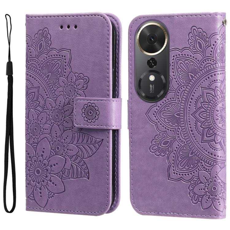 壓紋七瓣花手機皮套, For Honor 500 / 500 Pro Global 155.8mm, For Honor Magic8 Pro, For Honor Magic8, For Honor 400 Smart 5G / X7d 4G / Play 10T 5G, For Honor Play10 4G, For Honor Play 70 Plus, For Honor X5c Plus, For Honor X70 5G                                 ...