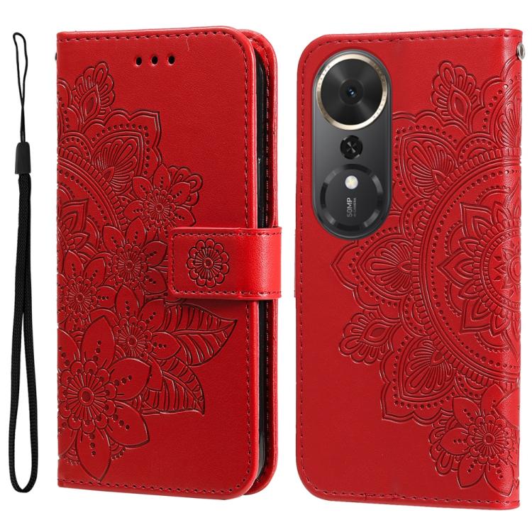 壓紋七瓣花手機皮套, For Honor 500 / 500 Pro Global 155.8mm, For Honor Magic8 Pro, For Honor Magic8, For Honor 400 Smart 5G / X7d 4G / Play 10T 5G, For Honor Play10 4G, For Honor Play 70 Plus, For Honor X5c Plus, For Honor X70 5G                                 ...