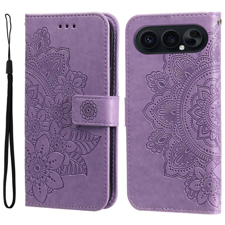 壓紋七瓣花手機皮套, For Honor 500 / 500 Pro Global 155.8mm, For Honor Magic8 Pro, For Honor Magic8, For Honor 400 Smart 5G / X7d 4G / Play 10T 5G, For Honor Play10 4G, For Honor Play 70 Plus, For Honor X5c Plus, For Honor X70 5G                                 ...