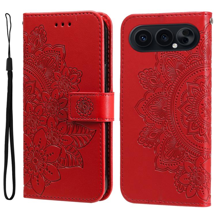 壓紋七瓣花手機皮套, For Honor 500 / 500 Pro Global 155.8mm, For Honor Magic8 Pro, For Honor Magic8, For Honor 400 Smart 5G / X7d 4G / Play 10T 5G, For Honor Play10 4G, For Honor Play 70 Plus, For Honor X5c Plus, For Honor X70 5G                                 ...