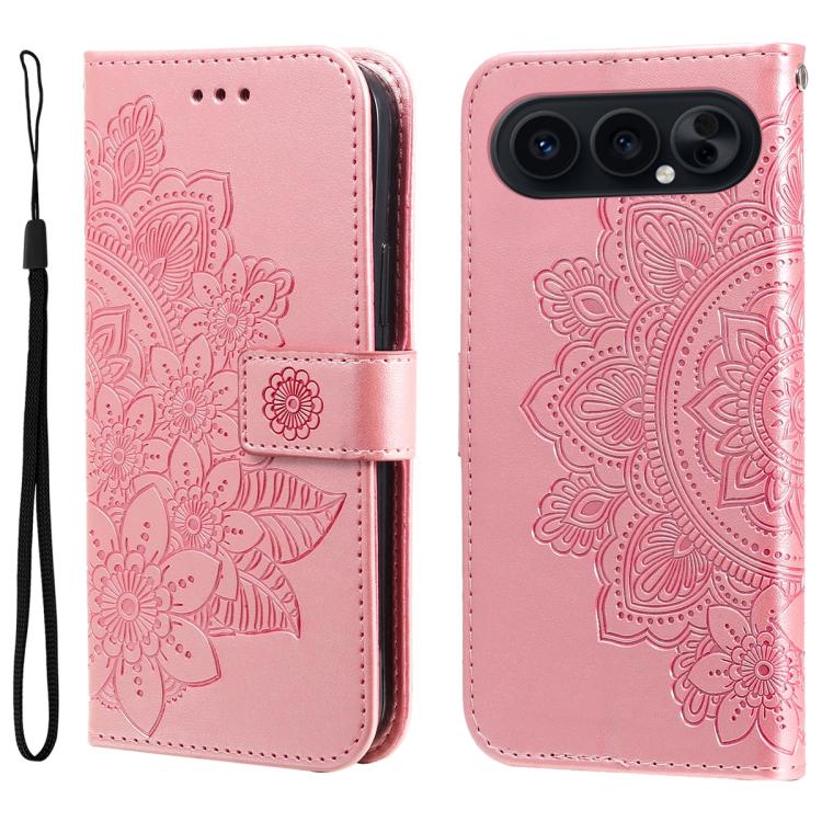 壓紋七瓣花手機皮套, For Honor 500 / 500 Pro Global 155.8mm, For Honor Magic8 Pro, For Honor Magic8, For Honor 400 Smart 5G / X7d 4G / Play 10T 5G, For Honor Play10 4G, For Honor Play 70 Plus, For Honor X5c Plus, For Honor X70 5G                                 ...