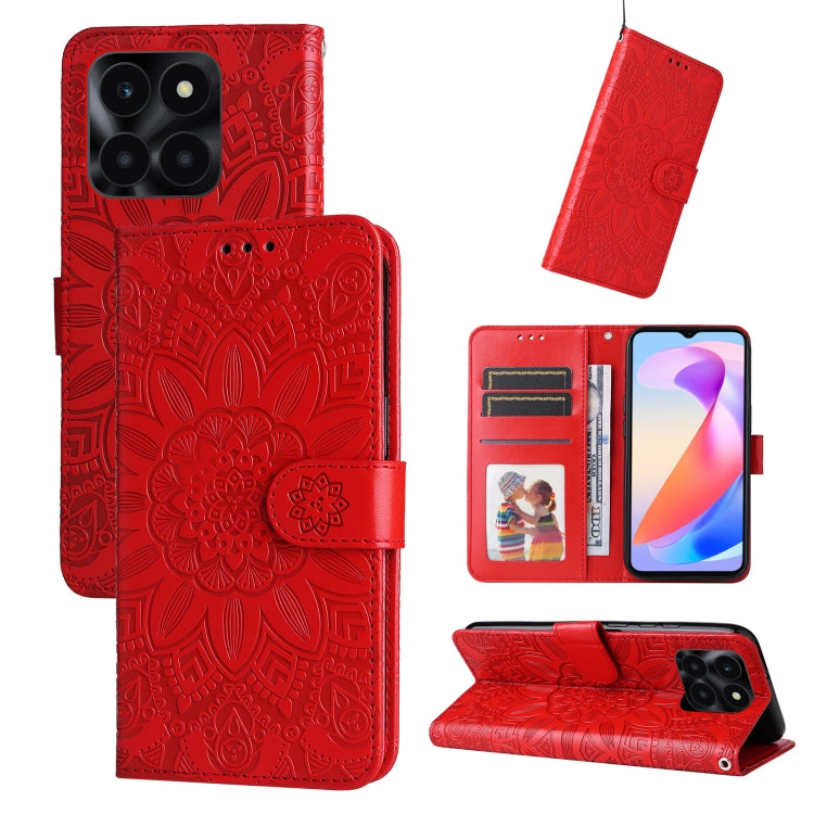 壓花向陽花手機皮套, For Honor 100 Pro, For Honor 100, For Honor X50i+, For Honor Play 50 Plus, For Honor X6a, For Honor X50, For Honor X50i 5G