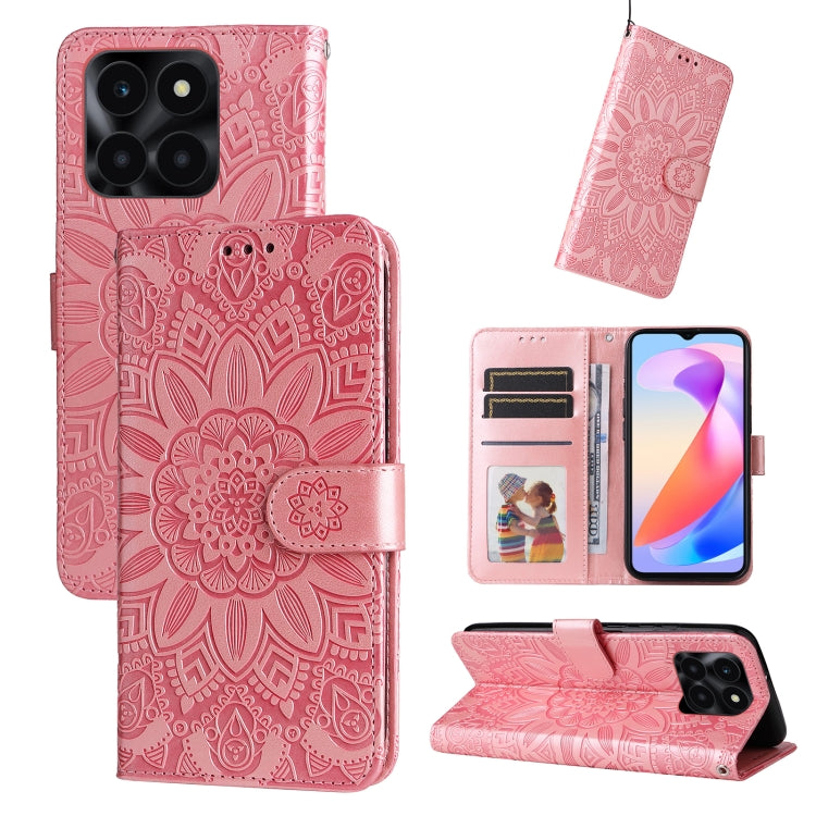 壓花向陽花手機皮套, For Honor 100 Pro, For Honor 100, For Honor X50i+, For Honor Play 50 Plus, For Honor X6a, For Honor X50, For Honor X50i 5G