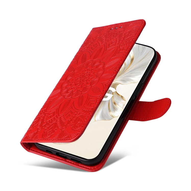 壓花向陽花手機皮套, For Honor 100 Pro, For Honor 100, For Honor X50i+, For Honor Play 50 Plus, For Honor X6a, For Honor X50, For Honor X50i 5G