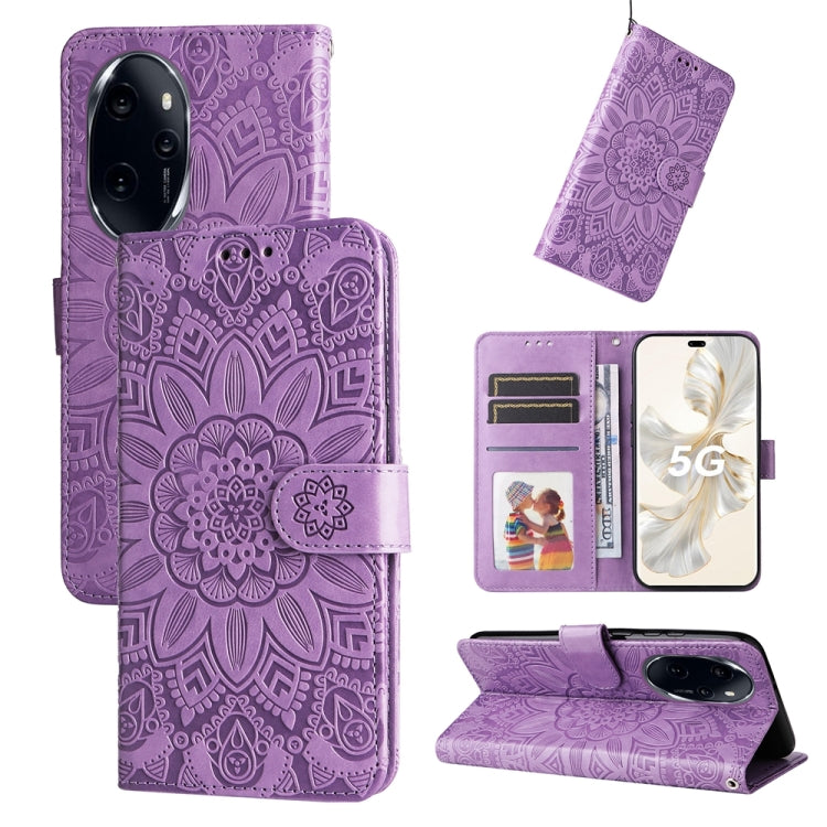 壓花向陽花手機皮套, For Honor 100 Pro, For Honor 100, For Honor X50i+, For Honor Play 50 Plus, For Honor X6a, For Honor X50, For Honor X50i 5G