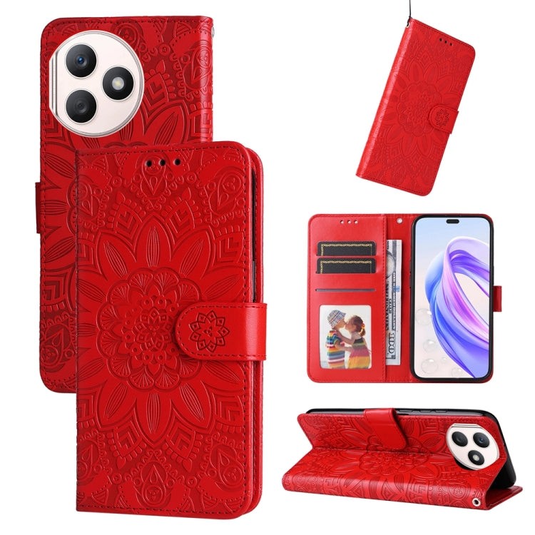 壓花向陽花手機皮套, For Honor 100 Pro, For Honor 100, For Honor X50i+, For Honor Play 50 Plus, For Honor X6a, For Honor X50, For Honor X50i 5G