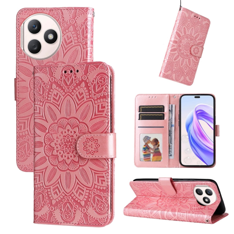 壓花向陽花手機皮套, For Honor 100 Pro, For Honor 100, For Honor X50i+, For Honor Play 50 Plus, For Honor X6a, For Honor X50, For Honor X50i 5G