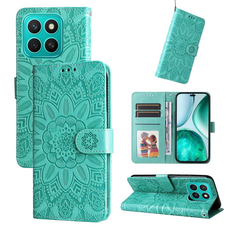 壓花向陽花手機皮套, For Honor Play 60, For Honor 400 Lite Global, For Honor 400 Global 156.5mm, For Honor X8c 4G, For Honor 300 Ultra, For Honor 300 Pro, For Honor 300, For Honor X9c / Magic7 Lite, For Honor Magic7 Pro