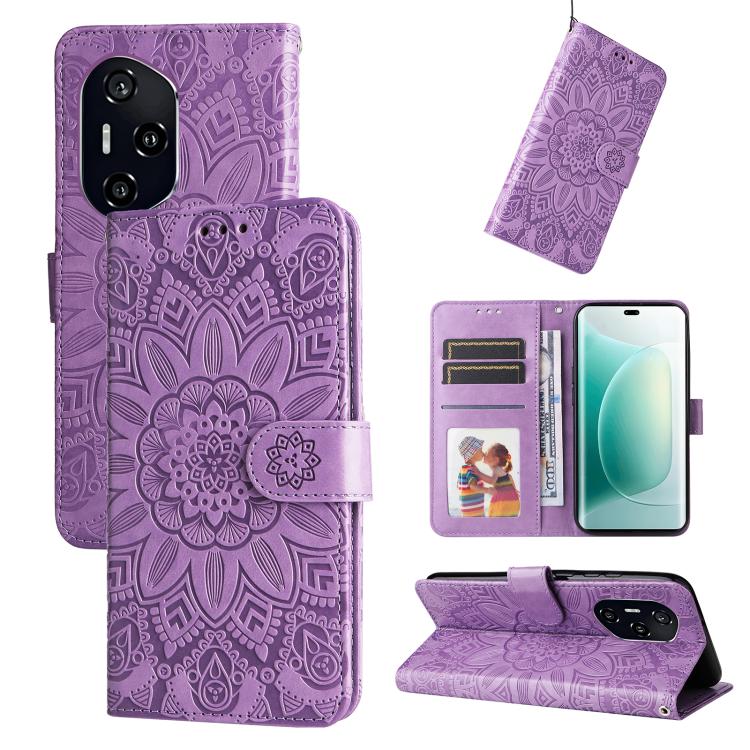 壓花向陽花手機皮套, For Honor Play 60, For Honor 400 Lite Global, For Honor 400 Global 156.5mm, For Honor X8c 4G, For Honor 300 Ultra, For Honor 300 Pro, For Honor 300, For Honor X9c / Magic7 Lite, For Honor Magic7 Pro