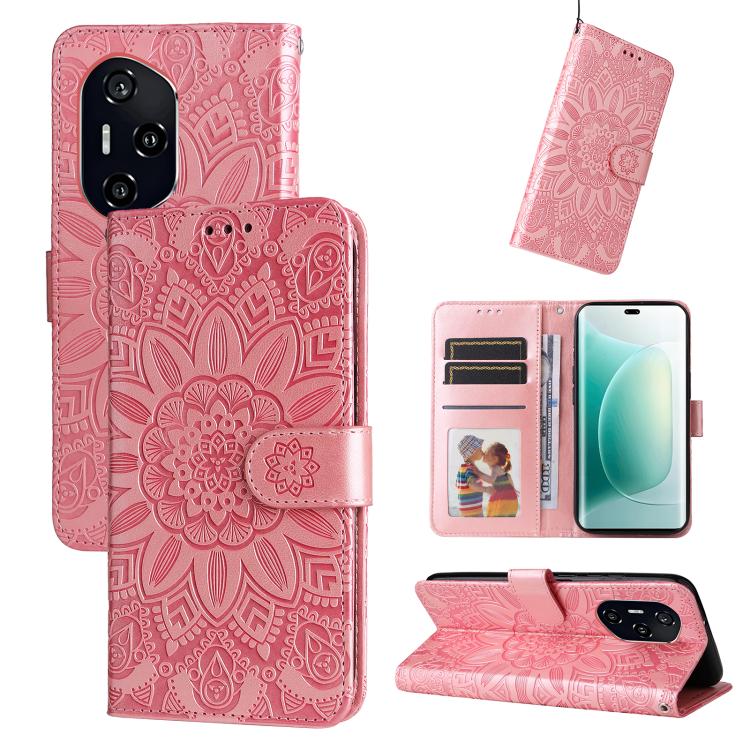 壓花向陽花手機皮套, For Honor Play 60, For Honor 400 Lite Global, For Honor 400 Global 156.5mm, For Honor X8c 4G, For Honor 300 Ultra, For Honor 300 Pro, For Honor 300, For Honor X9c / Magic7 Lite, For Honor Magic7 Pro