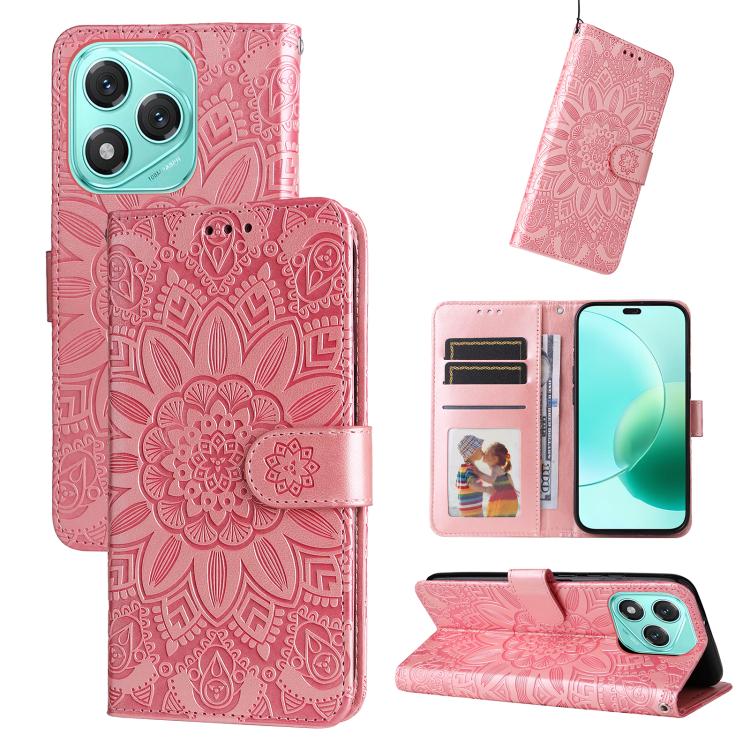 壓花向陽花手機皮套, For Honor Play 60, For Honor 400 Lite Global, For Honor 400 Global 156.5mm, For Honor X8c 4G, For Honor 300 Ultra, For Honor 300 Pro, For Honor 300, For Honor X9c / Magic7 Lite, For Honor Magic7 Pro