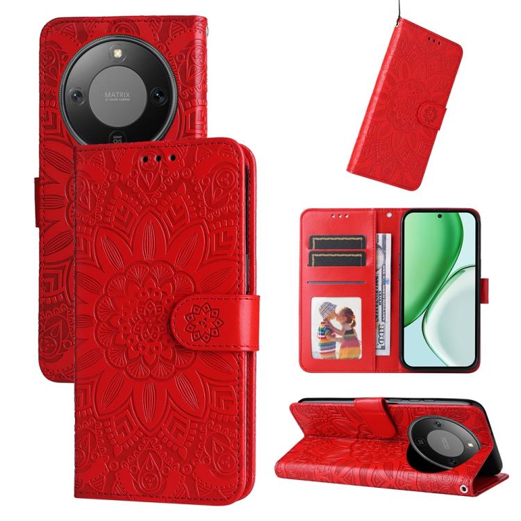 壓花向陽花手機皮套, For Honor 500 / 500 Pro Global 155.8mm, For Honor Magic8 Pro, For Honor Magic8, For Honor 400 Smart 5G / X7d 4G / Play 10T 5G, For Honor Play10 4G, For Honor Play 70 Plus, For Honor X5c Plus, For Honor X70 5G                                 ...