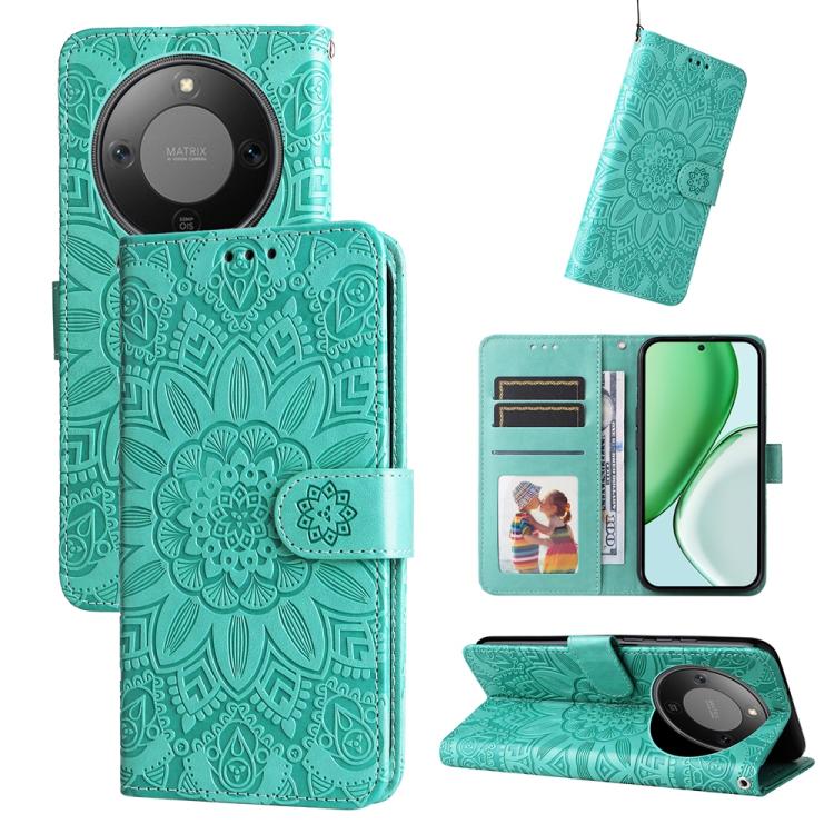 壓花向陽花手機皮套, For Honor 500 / 500 Pro Global 155.8mm, For Honor Magic8 Pro, For Honor Magic8, For Honor 400 Smart 5G / X7d 4G / Play 10T 5G, For Honor Play10 4G, For Honor Play 70 Plus, For Honor X5c Plus, For Honor X70 5G                                 ...