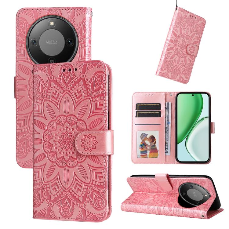 壓花向陽花手機皮套, For Honor 500 / 500 Pro Global 155.8mm, For Honor Magic8 Pro, For Honor Magic8, For Honor 400 Smart 5G / X7d 4G / Play 10T 5G, For Honor Play10 4G, For Honor Play 70 Plus, For Honor X5c Plus, For Honor X70 5G                                 ...