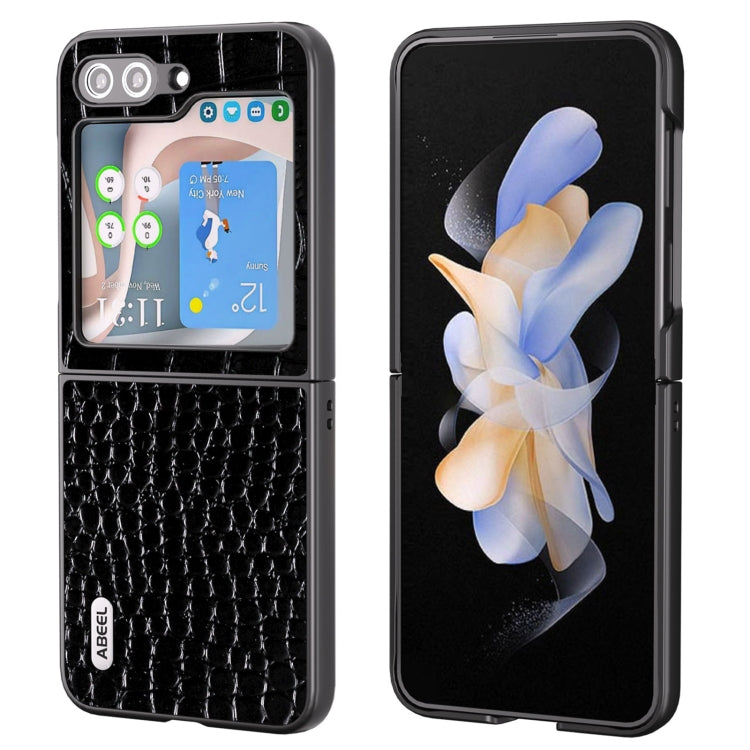 ABEEL真皮雙色鱷魚紋黑邊手機殼, For Samsung Galaxy Z Flip6 / Flip7 FE, For Samsung Galaxy Z Fold6, For Samsung Galaxy Z Fold5, For Samsung Galaxy Z Flip5