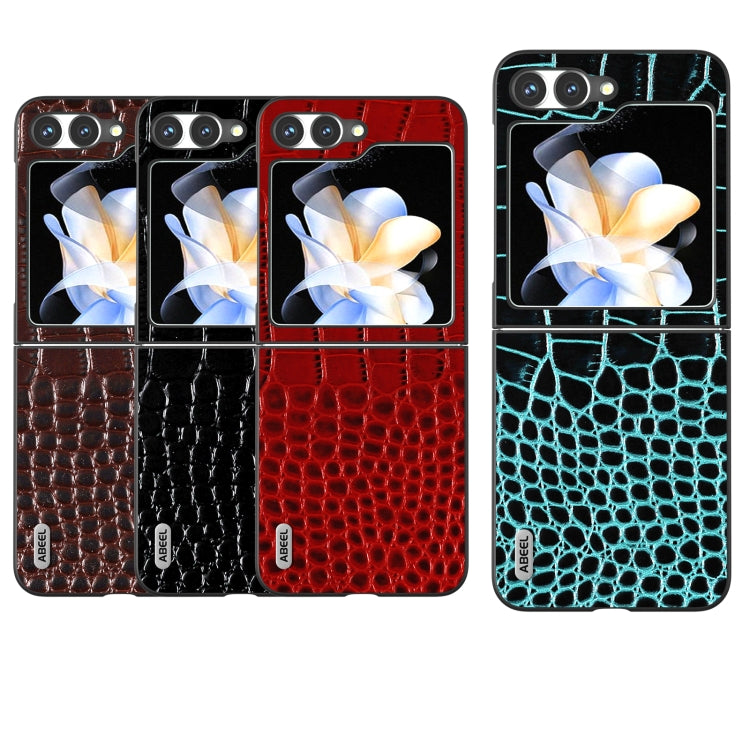 ABEEL真皮雙色鱷魚紋黑邊手機殼, For Samsung Galaxy Z Flip6 / Flip7 FE, For Samsung Galaxy Z Fold6, For Samsung Galaxy Z Fold5, For Samsung Galaxy Z Flip5