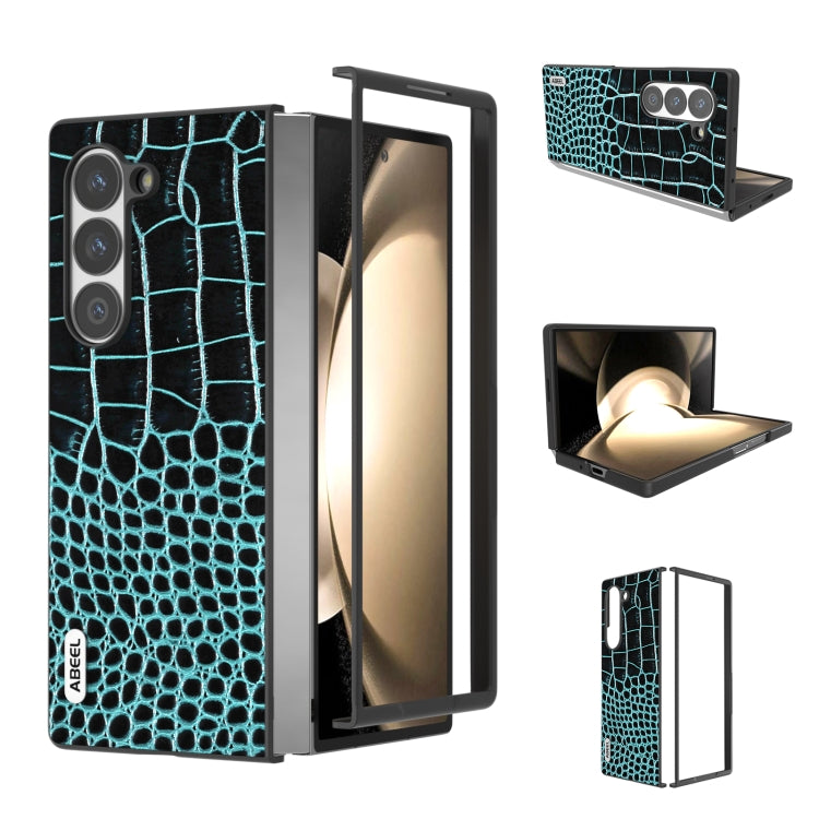 ABEEL真皮雙色鱷魚紋黑邊手機殼, For Samsung Galaxy Z Flip6 / Flip7 FE, For Samsung Galaxy Z Fold6, For Samsung Galaxy Z Fold5, For Samsung Galaxy Z Flip5