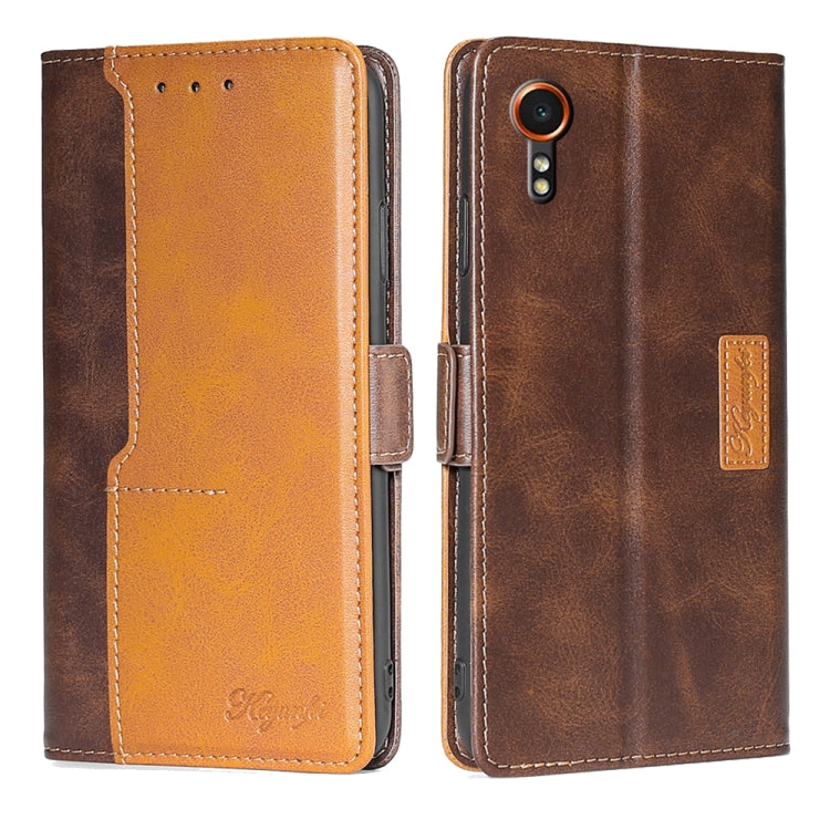 撞色側扣手機皮套, For Samsung Galaxy M55 5G, For Samsung Galaxy M15 5G, For Samsung Galaxy Xcover 7 5G, For Samsung Galaxy S24 Ultra 5G, For Samsung Galaxy S24+ 5G, For Samsung Galaxy S24 5G, For Samsung Galaxy M54 5G, For Samsung Galaxy F14 5G