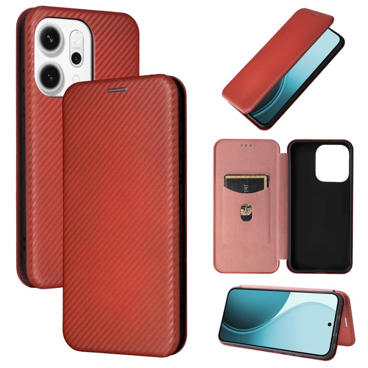 碳纖維翻蓋手機皮套, For OPPO Find X9, For OPPO A6 Pro 5G Global, For OPPO Find X9 Pro, For OPPO Reno14 Global / Reno14 F, For OPPO A5 5G / 4G Global, For OPPO Find X8s+ 5G, For OPPO Find X8s 5G, For OPPO Find X8 Ultra 5G, For OPPO F29 5G