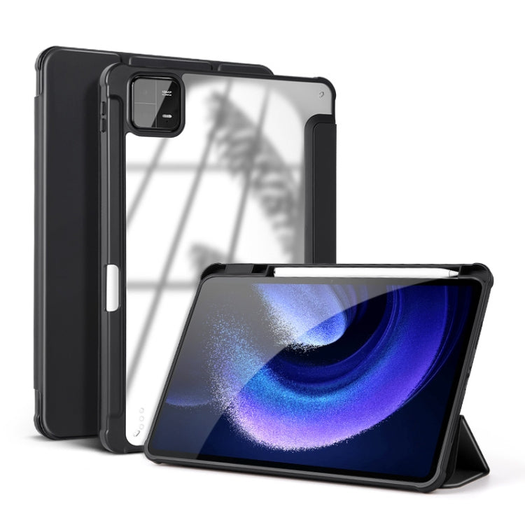 三折雅格透明亞克力PC智能休眠平板皮套帶筆槽, For Xiaomi Pad 6 / 6 Pro