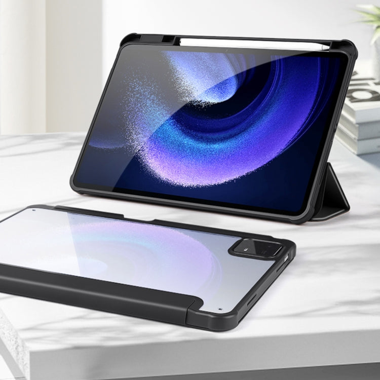 三折雅格透明亞克力PC智能休眠平板皮套帶筆槽, For Xiaomi Pad 6 / 6 Pro