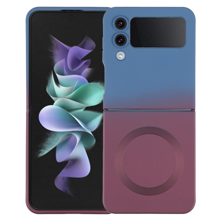 液態雙色漸變TPU磁吸Mafsafe手機殼帶鏡頭膜, For Samsung Galaxy Z Flip3 5G, For Samsung Galaxy Z Flip5, For Samsung Galaxy Z Flip4
